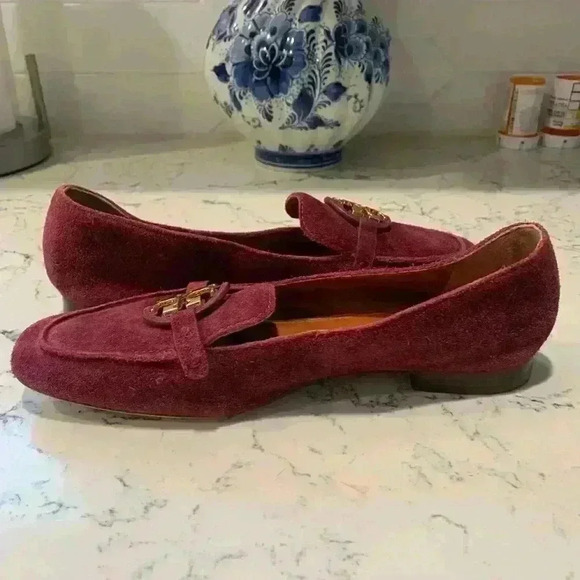 Tory Burch 15mm Miller Metal Loafer Burgundy Suede size 8 new - Picture 4 of 9